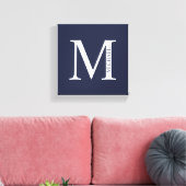 Navy Blue - gepersonaliseerd monogram en naam Canvas Afdruk (Insitu (Woonkamer))