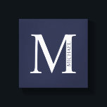 Navy Blue - gepersonaliseerd monogram en naam Canvas Afdruk<br><div class="desc">Het gepersonaliseerde Monogram en het Ontwerp van de Naam kenmerkt gepersonaliseerd monogram en naam in klassieke serif doopvontstijl. Perfect als huisdecors,  huisvretende cadeaus,  feestcadeaus voor familie,  nieuwigheden en nog veel meer.</div>