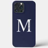 Navy Blue - gepersonaliseerd monogram en naam Case-Mate iPhone Case (Achterkant)