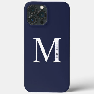 Navy Blue - gepersonaliseerd monogram en naam Case-Mate iPhone Case