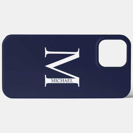 Navy Blue - gepersonaliseerd monogram en naam Case-Mate iPhone Case (Achterkant (horizontaal))