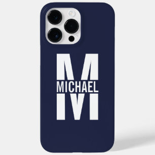 Navy Blue - gepersonaliseerd monogram en naam Case-Mate iPhone 14 Pro Max Hoesje