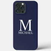 Navy Blue - gepersonaliseerd monogram en naam Case-Mate iPhone Case (Achterkant)