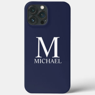 Navy Blue - gepersonaliseerd monogram en naam Case-Mate iPhone Case
