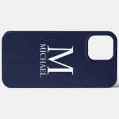 Navy Blue - gepersonaliseerd monogram en naam Case-Mate iPhone Case (Achterkant (horizontaal))