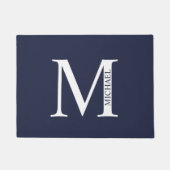 Navy Blue - gepersonaliseerd monogram en naam Deurmat (Voorkant)