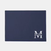 Navy Blue - gepersonaliseerd monogram en naam Deurmat (Voorkant)