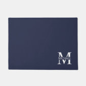 Navy Blue - gepersonaliseerd monogram en naam Deurmat (Voorkant)