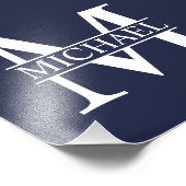 Navy Blue - gepersonaliseerd monogram en naam Foto Afdruk (Hoek)