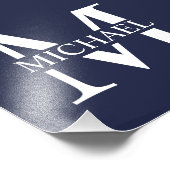 Navy Blue - gepersonaliseerd monogram en naam Foto Afdruk (Hoek)