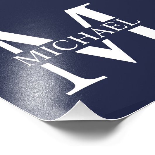 Navy Blue - gepersonaliseerd monogram en naam Foto Afdruk (Hoek)