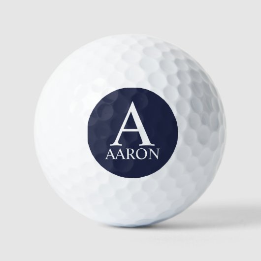 Navy Blue - gepersonaliseerd monogram en naam Golfballen (Voorkant)