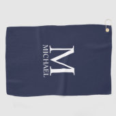 Navy Blue - gepersonaliseerd monogram en naam Golfhanddoek (Horizontaal)