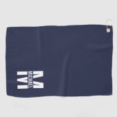 Navy Blue - gepersonaliseerd monogram en naam Golfhanddoek (Horizontaal)