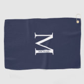 Navy Blue - gepersonaliseerd monogram en naam Golfhanddoek (Horizontaal)