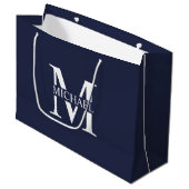 Navy Blue - gepersonaliseerd monogram en naam Groot Cadeauzakje (Voorkant Gekanteld)