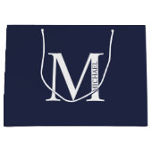 Navy Blue - gepersonaliseerd monogram en naam Groot Cadeauzakje (Voorkant)
