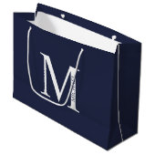 Navy Blue - gepersonaliseerd monogram en naam Groot Cadeauzakje (Voorkant Gekanteld)