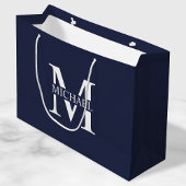 Navy Blue - gepersonaliseerd monogram en naam Groot Cadeauzakje