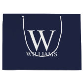 Navy Blue - gepersonaliseerd monogram en naam Groot Cadeauzakje (Voorkant)