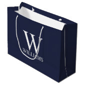 Navy Blue - gepersonaliseerd monogram en naam Groot Cadeauzakje (Voorkant Gekanteld)