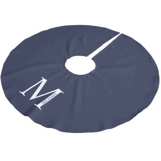Navy Blue - gepersonaliseerd monogram en naam Kerstboom Rok (Gekanteld)