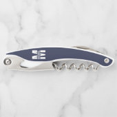 Navy Blue - gepersonaliseerd monogram en naam Kurkentrekker (Voorkant)