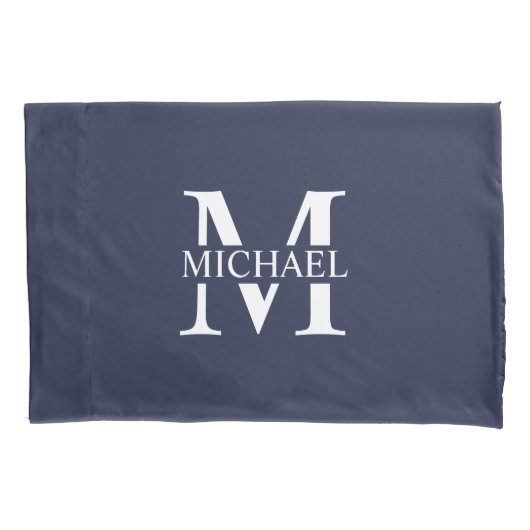 Navy Blue - gepersonaliseerd monogram en naam Kussensloop (Voorkant)