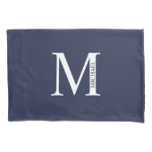 Navy Blue - gepersonaliseerd monogram en naam Kussensloop (Voorkant)