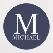 Navy Blue - gepersonaliseerd monogram en naam Labels (Design 2)