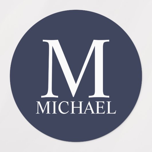 Navy Blue - gepersonaliseerd monogram en naam Labels (Design 1)