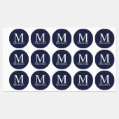Navy Blue - gepersonaliseerd monogram en naam Labels (Vel)