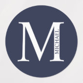 Navy Blue - gepersonaliseerd monogram en naam Labels (Design 2)