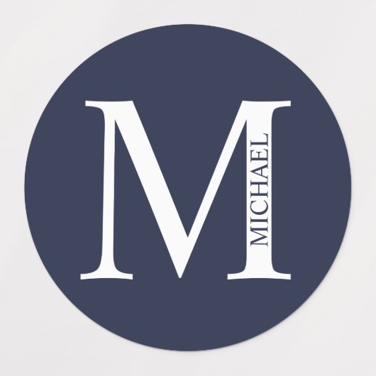Navy Blue - gepersonaliseerd monogram en naam Labels (Design 1)