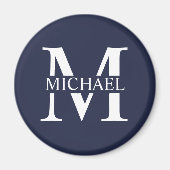 Navy Blue - gepersonaliseerd monogram en naam Magneet (Voorkant)