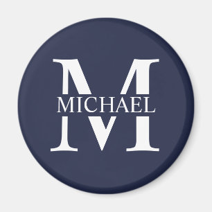 Navy Blue - gepersonaliseerd monogram en naam Magneet