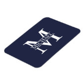 Navy Blue - gepersonaliseerd monogram en naam Magneet (Linkerzijde)