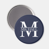 Navy Blue - gepersonaliseerd monogram en naam Magneet (Voorkant / Achterkant)