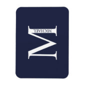 Navy Blue - gepersonaliseerd monogram en naam Magneet (Verticaal)
