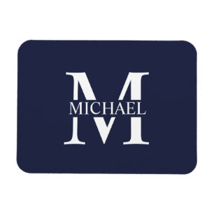 Navy Blue - gepersonaliseerd monogram en naam Magneet