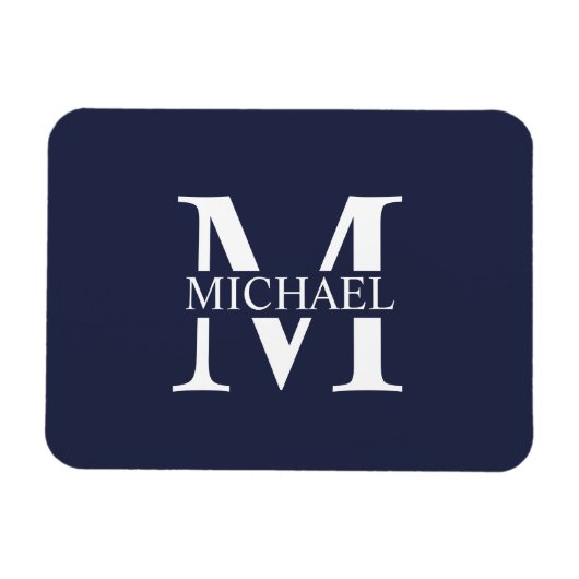 Navy Blue - gepersonaliseerd monogram en naam Magneet (Horizontaal)