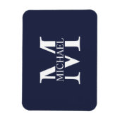 Navy Blue - gepersonaliseerd monogram en naam Magneet (Verticaal)