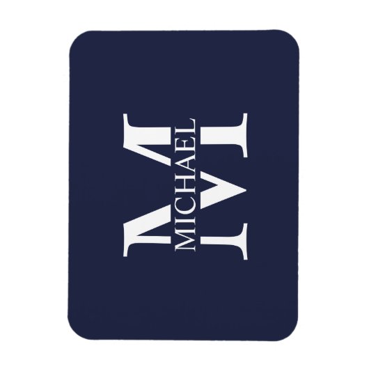 Navy Blue - gepersonaliseerd monogram en naam Magneet (Verticaal)