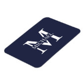 Navy Blue - gepersonaliseerd monogram en naam Magneet (Linkerzijde)
