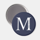 Navy Blue - gepersonaliseerd monogram en naam Magneet (Voorkant / Achterkant)