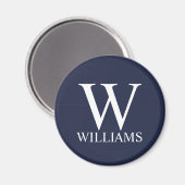Navy Blue - gepersonaliseerd monogram en naam Magneet (Voorkant / Achterkant)