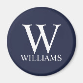 Navy Blue - gepersonaliseerd monogram en naam Magneet (Voorkant)