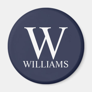 Navy Blue - gepersonaliseerd monogram en naam Magneet