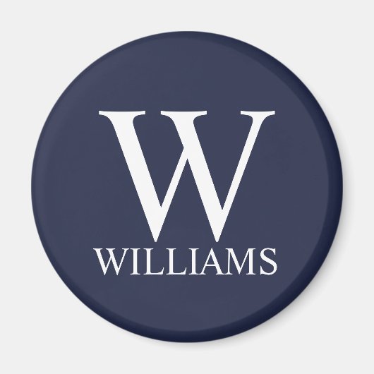 Navy Blue - gepersonaliseerd monogram en naam Magneet (Voorkant)