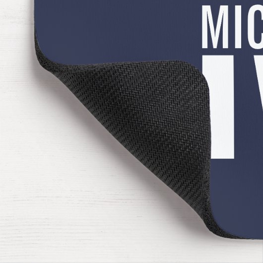 Navy Blue - gepersonaliseerd monogram en naam Muismat (Hoek)